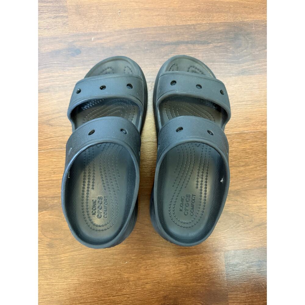 Crocs Classic Crush Platform Sandals Two Strap Black Sz M7 W9 Casual Beach - Picture 2 of 8
